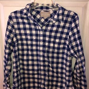 Banana republic blue and white checkered flannel